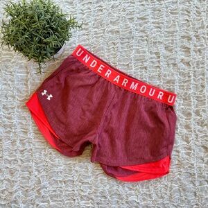 Under Armour UA Logo Play Up Twist Athletic Running Shorts Gym Workout Pockets